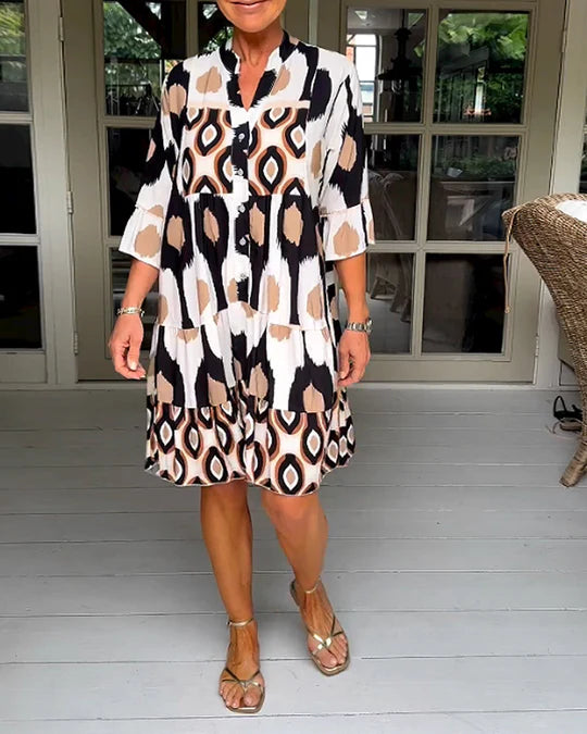 Laura - Stylish Print Dress with 3/4 sleeves