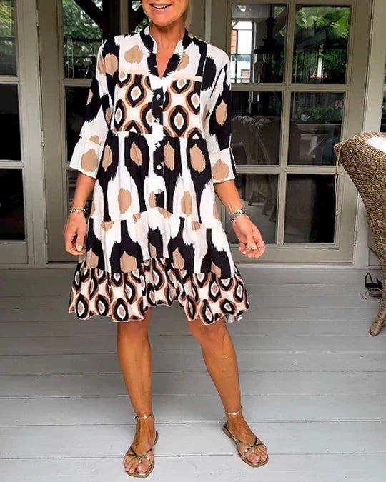 Laura - Stylish Print Dress with 3/4 sleeves