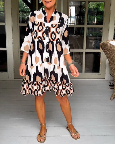 Laura - Stylish Print Dress with 3/4 sleeves