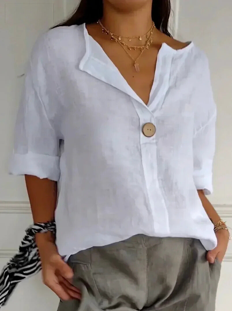 Nona - Casual V-Neck Blouse