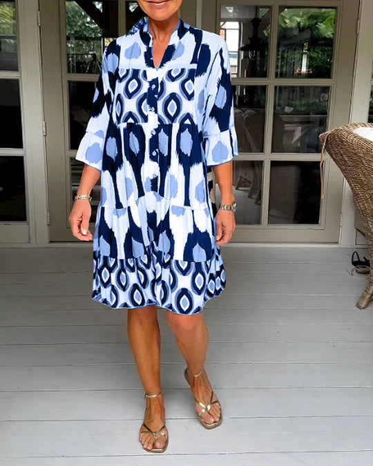 Laura - Stylish Print Dress with 3/4 sleeves