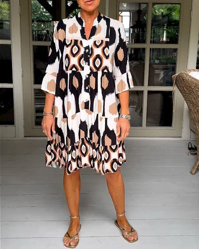 Laura - Stylish Print Dress with 3/4 sleeves