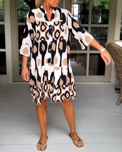 Laura - Stylish Print Dress with 3/4 sleeves