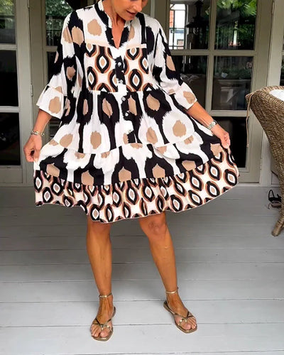 Laura - Stylish Print Dress with 3/4 sleeves