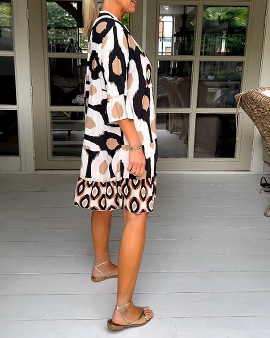 Laura - Stylish Print Dress with 3/4 sleeves