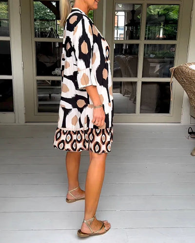 Laura - Stylish Print Dress with 3/4 sleeves